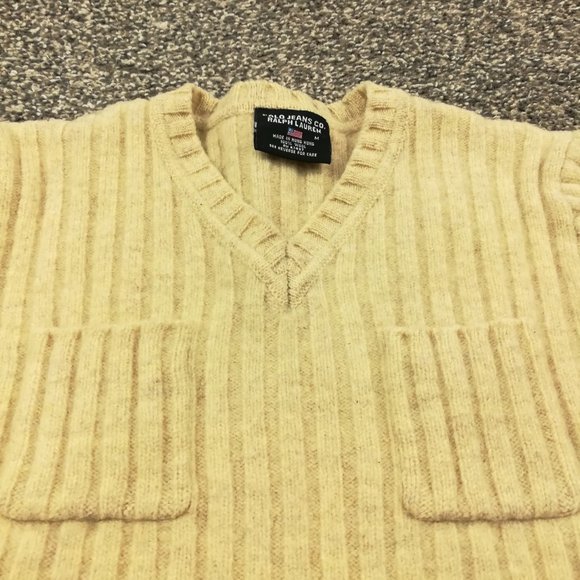 Vintage Ralph Lauren Polo Jeans Co Sweater Ribbed Cropped V Neck Womens Medium - Picture 2 of 11